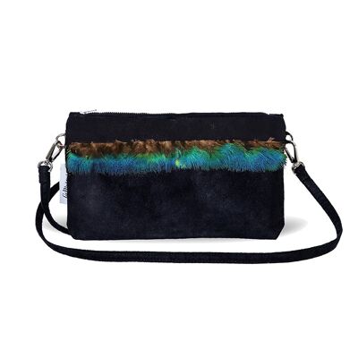 CORDULIE pouch with peacock feathers
