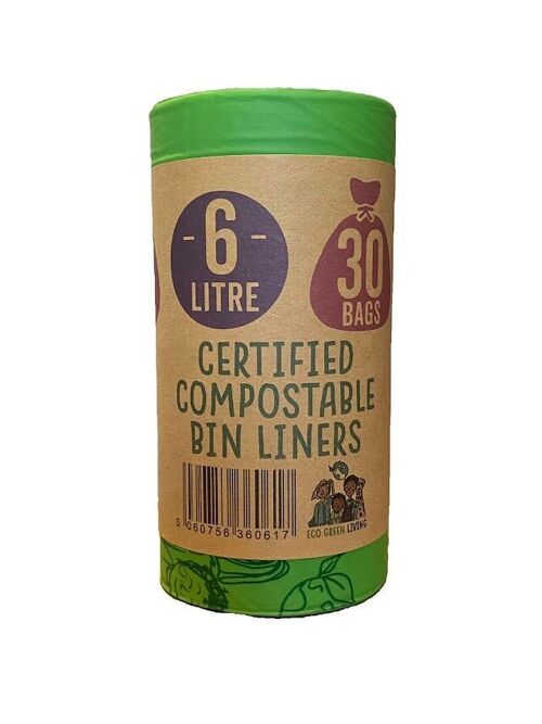 6 Litre Compostable Caddy Bags | 1 roll of 30 bags