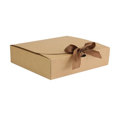 Pack of 12 Brown Kraft Box with Dark Brown Bow Ribbon