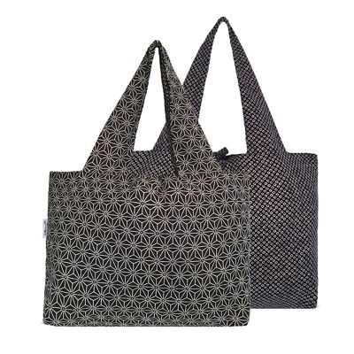 Cotton bag NAIADE reversible indigo stars S