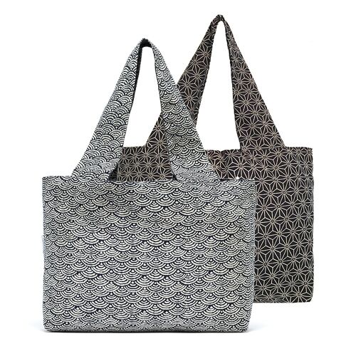 Sac en coton NAIADE réversible indigo vagues S