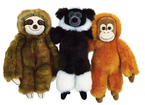 Peluche singe Toodoo, 25 cm, 3 modèles assortis, avec étiquette