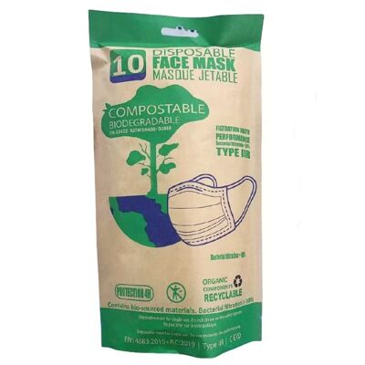 Masques faciaux compostables - Certifiés - Grade médical Type 2