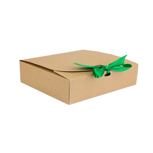 Pack of 12 Brown Kraft Box with Green Ribbon