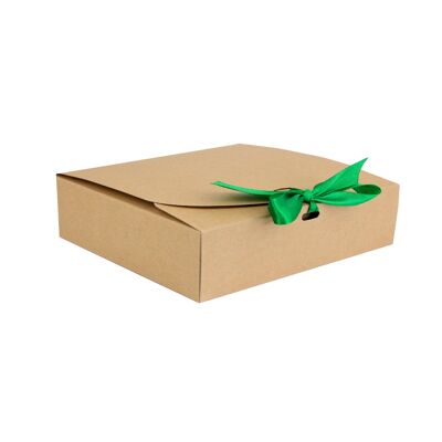 Confezione da 12 scatole Kraft marroni con nastro verde
