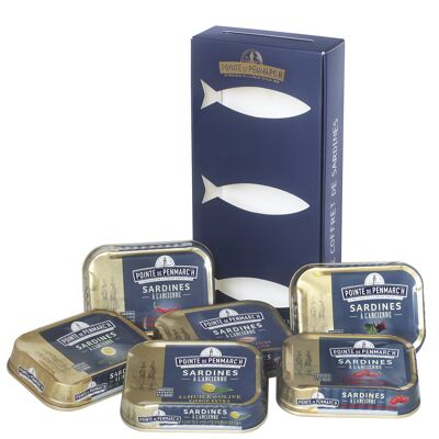 Box of 6 cans of variegated sardines