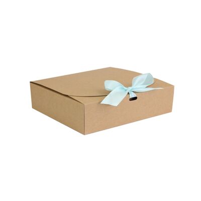 Pack of 12 Brown Kraft Box with Light Blue Bow Ribbon