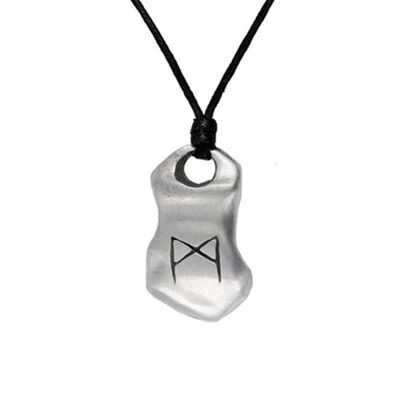 Pewter Textured Rune Necklace 10 PWP967
