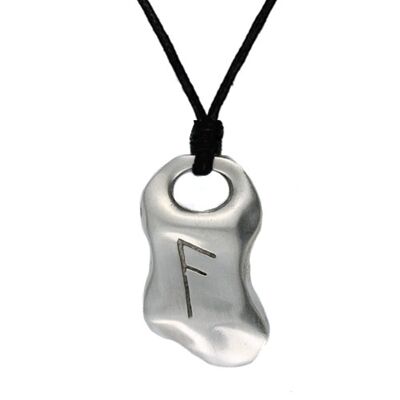 Pewter Textured Rune Necklace 12 PWP1007