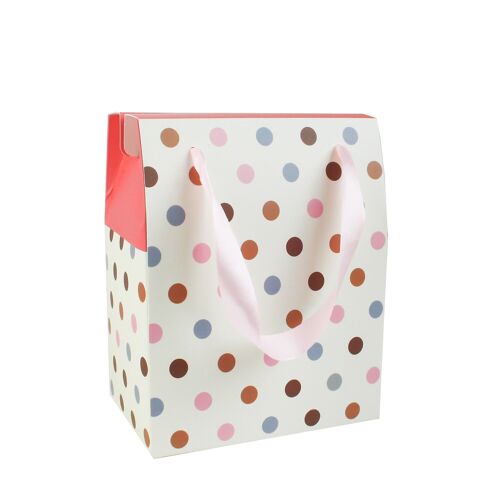 Pack of 12 Polka Dots Folding Box with Ribbon - Polka Dots