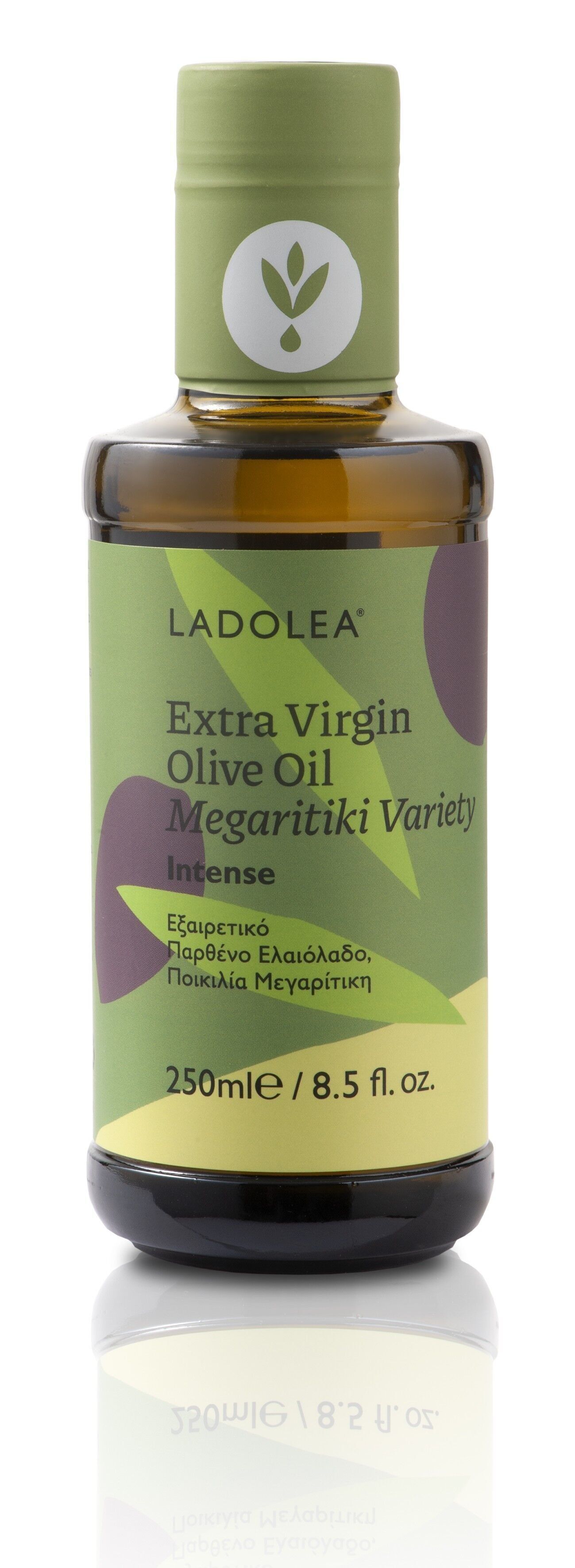 Olio extravergine d'oliva,
Fruttato Intenso - Varietà Megaritiki, Vetro 250ml