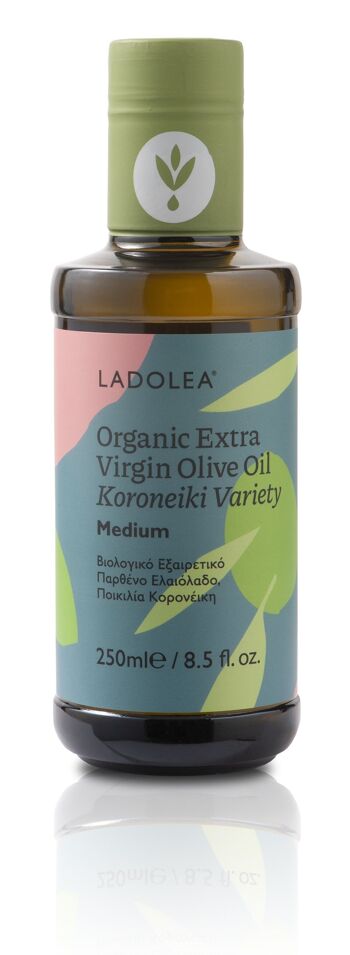 Huile d'olive extra vierge biologique,
Fruité moyen - Variété unique Koroneiki, verre de 250 ml 2