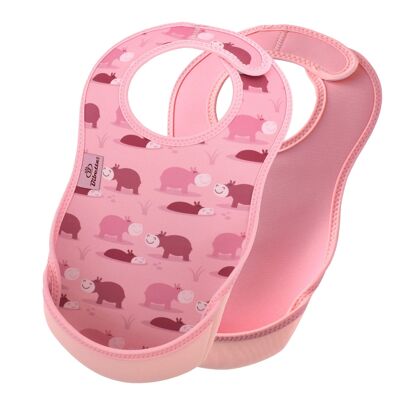 Pack de 2 baberos UltraBib - Hippos y Plain Pink