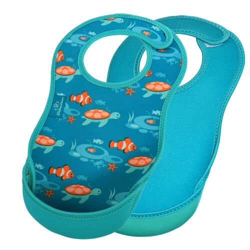 UltraBib 2 pack - Tropical Fish and Plain Turquoise