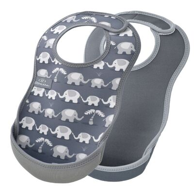 Pack de 2 baberos UltraBib - Elefantes y gris liso