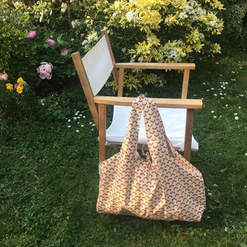 Sac en coton NAIADE réversible fleurs 70s/graphique
