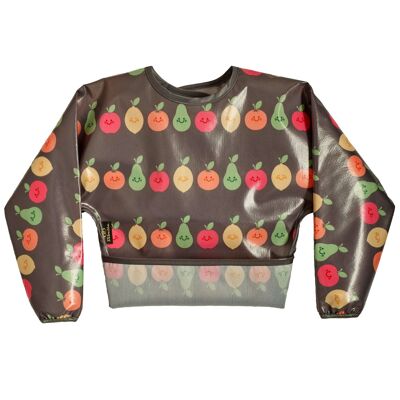 Wipeezee Bib with Sleeves - Grey Happy Fruit
