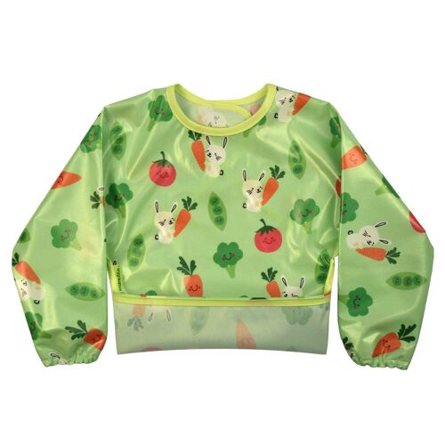 Wipeezee Bib with Sleeves - Green Bunny & Veg