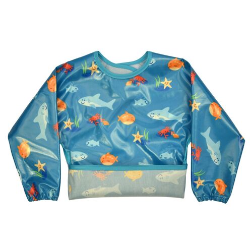 Wipeezee Bib with Sleeves - Turquoise Sea Creatures