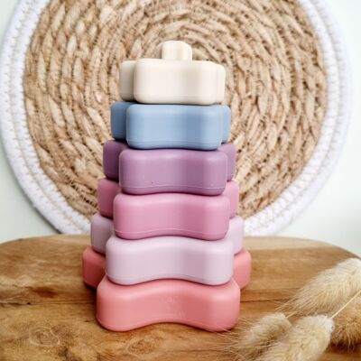 Silicone Stacking Tower Star - Pink