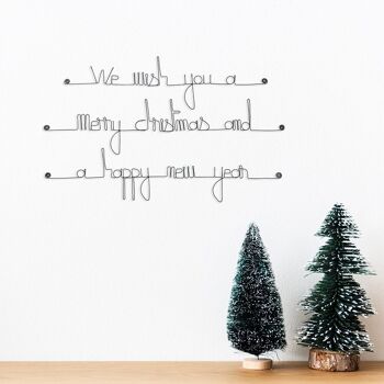 Décoration Murale en Fil de Fer - Décor Noel / Nouvel An / Fêtes de fin d'Année - Citation " We wish you a merry christmas and a happy new year " - à punaiser 3