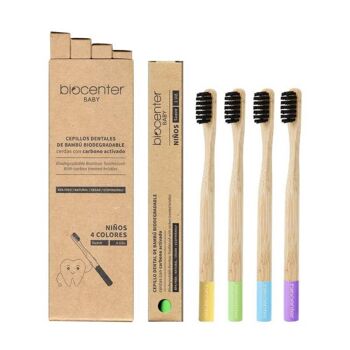 PACK DE 4 BROSSES À DENTS BAMBOO KIDS VEGAN