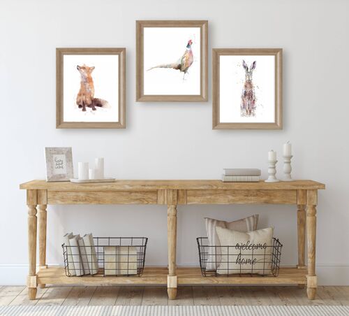 Trio of Fox, Hare & Pheasant Prints
