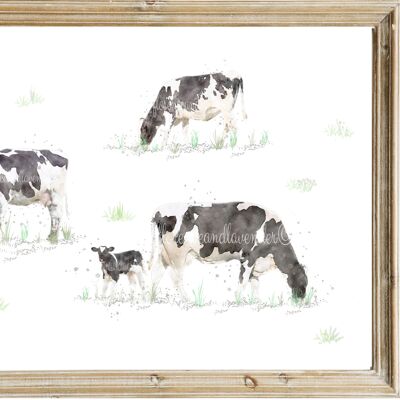 Pintura de vaca de acuarela
