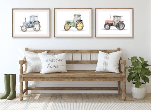 Trio of Vintage Tractor Prints