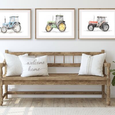 Trio de tirages de tracteurs vintage