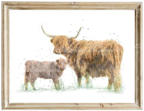 Highland Cow & Calf Print