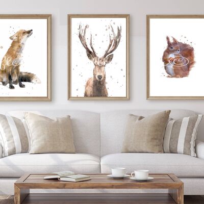 Colección de zorros, ardillas y ciervos