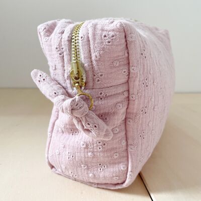 ANTIQUE ROSE ENGLISH EMBROIDERY TOILET BAG