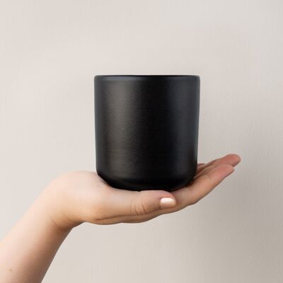 Taza de gres negro mate 400 ml: taza de cerámica hecha a mano