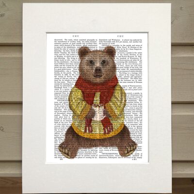 Bear & hot chocolate,Cabin Book Print, Art Print, Wall Art