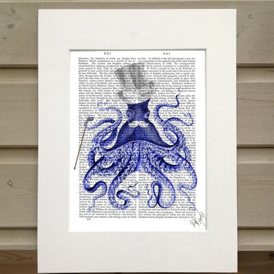 Octopus about town, Nautical Book Print, Art Print, Wall Art