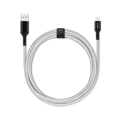 Cable USB-A a Lightning trenzado de tela, extralargo y resistente - 2,5 m - Fab 250 Lightning Edition Silver #cabledecharge #cableusb #smartphone #iphone #chargerapide #usb #lightning