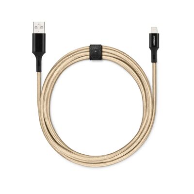 Câble USB-A Vers Lightning Tressé En Tissu, Extra Long Et Résistant - 2,5 m - Fab 250 Edition Lightning Or  #cabledecharge #cableusb #smartphone #iphone #chargerapide #usb #lightning