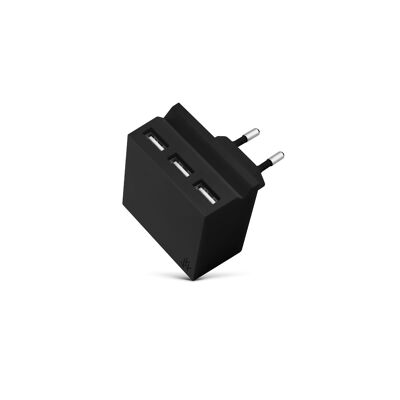 Multi Chargeur 3 USB-A - 5,5 x 5,5 x 6,7 cm - Hide Mini Noir #chargeur #multichargeur #chargeurrapide #smartphone #iphone #tablette #usb