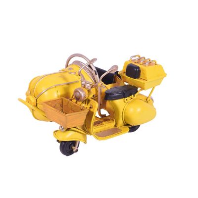 Gelbes Metallfahrrad mit Beiwagen Miniatur 11,5 cm