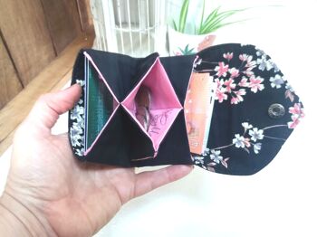 Portefeuille mini origami sakura noir 3