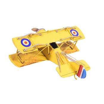 Modèle miniature d'avion en métal jaune 16,5 cm 2