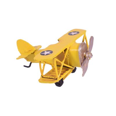 Miniatura Avión de Metal Amarillo 7cm