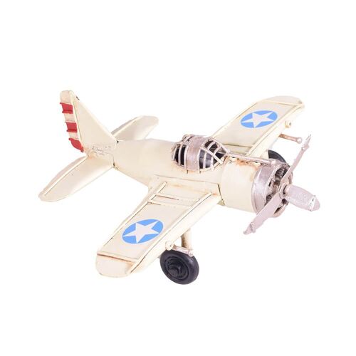 White Beige Metal Airplane Miniature Model 16.5cm