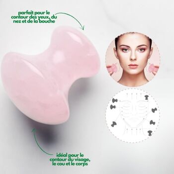 Lot de 11 + 1 Gratuit - Champi Gua Sha en Quartz Rose Pour Visage et Corps 6