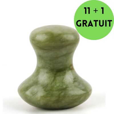 Set di 11 + 1 omaggio - Champi Gua sha in pietra di giada verde per viso e corpo
