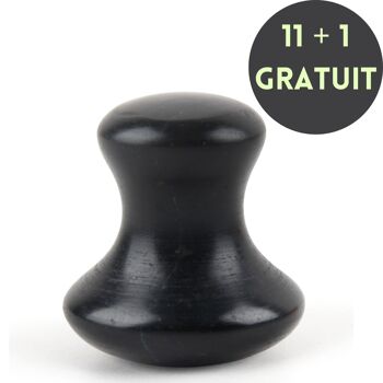 Lot de 11 + 1 Gratuit - Champi Gua Sha en Serpentine noir Pour Visage et Corps 1