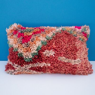 HANDMADE MOROCCAN WOOL PILLOW - VINTAGE BENI MGUILD 4 - 60 X 38 CM