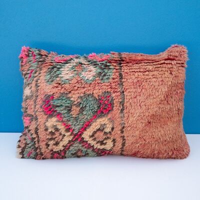 HANDMADE MOROCCAN WOOL PILLOW - VINTAGE BENI MGUILD 7 - 56 X 36 CM