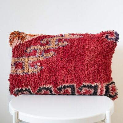 HANDMADE MOROCCAN WOOL PILLOW - VINTAGE RED - 60 X 45CM